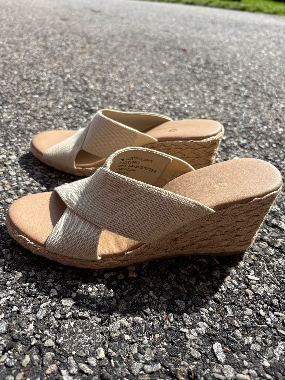 Tommy Bahama Beige Crisscross Espadrille Wedge Sandals